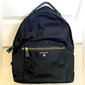 MICHAEL Michael Kors Black Nylon Backpack with Gold Details